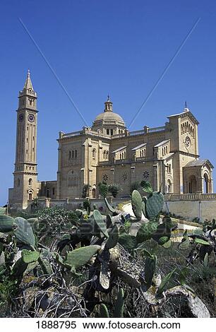 Stock Photography - Ta Pinu Basilica And Cacti. Fotosearch
