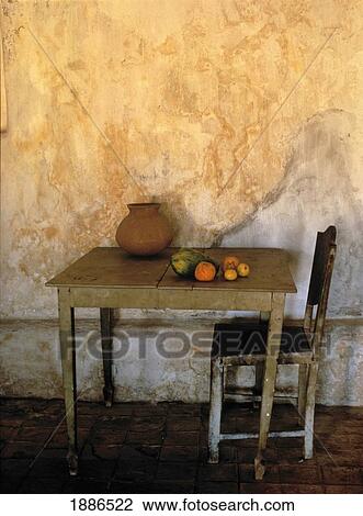 Table And Chairs Infront Of Weathered Wall View Large Photo Image Stock Image - Table And Chairs Infront Of Weathered Wall. Fotosearch