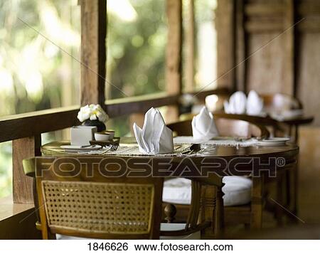 Table Setting In Restaurant; Bali, Indonesia View Large Photo Image Stock Photograph - Table Setting In Restaurant; Bali, Indonesia. Fotosearch