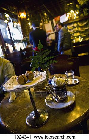 Stock Image - Table With Desserts, Piazza Castello, Turin, Italy. Fotosearch