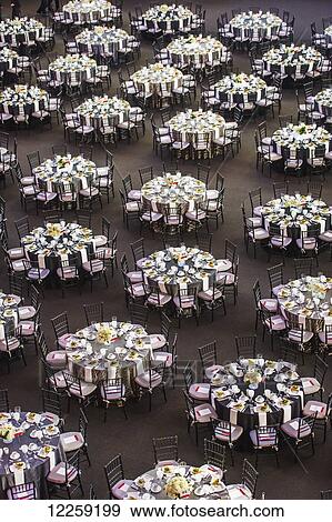 Stock Photo - Tables and chairs at a Gala; Towson, Maryland, United States of America. Fotosearch