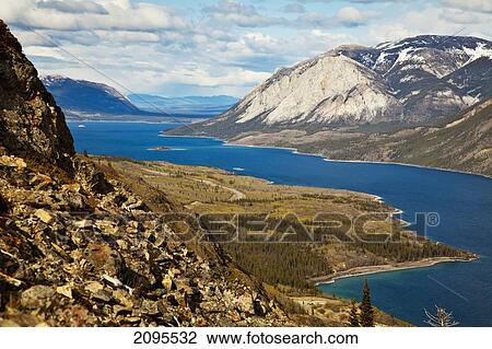 Stock Image - Tagish Lake And Lime Mountain; Carcross Yukon Canada. Fotosearch
