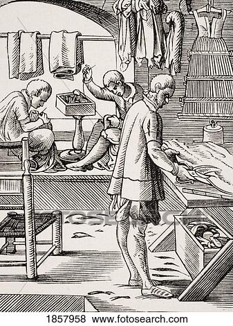 Stock Photo - Tailor. 19Th Century Reproduction Of 16Th Century Woodcut By Jost Amman. Fotosearch