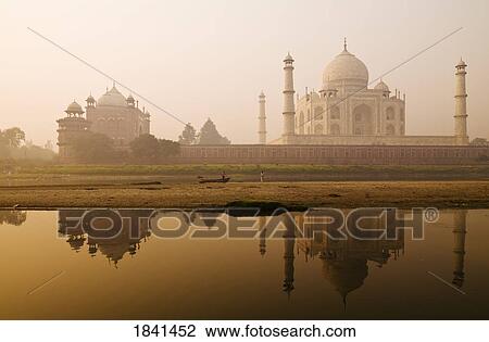 Stock Image - Taj Mahal In Early Morning; Agra, India. Fotosearch