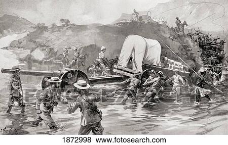 Stock Photo - Taking A 4. 7 Naval Gun Across The Tugela River During The Battle Of Colenso, Natal, South Africa In 1899. From The Book South Africa And The Transvaal War By Louis Creswicke, Published 1900.. Fotosearch