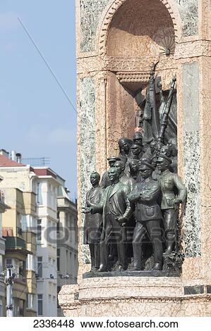 Taksim Square With The Monument Of The Republic Showing Ataturk And Founding Fathers Of The Turkish Republic; Istanbul, Turkey View Large Photo Image Stock Photo - Taksim Square With The Monument Of The Republic Showing Ataturk And Founding Fathers Of The Turkish Republic; Istanbul, Turkey. Fotosearch