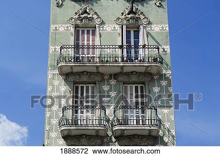 Tall Gracia House In Barcelona View Large Photo Image Stock Image - Tall Gracia House In Barcelona. Fotosearch