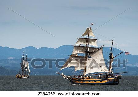 Tall ships sail on the Columbia River near Astoria; Oregon, United States of America View Large Photo Image Stock Photograph - Tall ships sail on the Columbia River near Astoria; Oregon, United States of America. Fotosearch