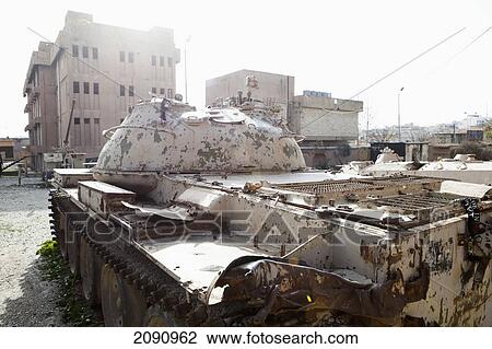 Stock Image - Tank In Front Of The Amna Suraka (Red Security) Museum, Iraqi Kurdistan, Iraq. Fotosearch