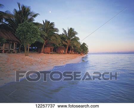 Stock Photo - Tanu's Beach fales; Savaii Island, Samoa. Fotosearch
