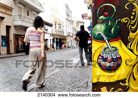 Picture - Teapot And Mate Painted In A Wall, San Telmo, Buenos Aires, Argentina. Fotosearch
