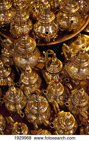 Teapots for sale; Marrakesh, Morocco View Large Photo Image Stock Photo - Teapots for sale; Marrakesh, Morocco. Fotosearch