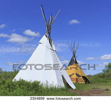 Stock Photo - Teepees; Fort Whyte, Manitoba, Canada. Fotosearch