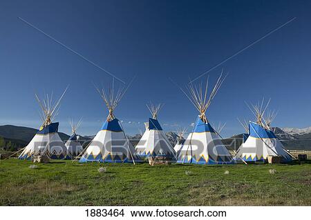 Picture - Teepees In The Mountains; Alberta, Canada. Fotosearch