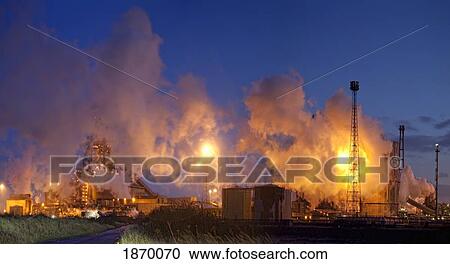 Stock Image - Teesside, England; A Refinery. Fotosearch