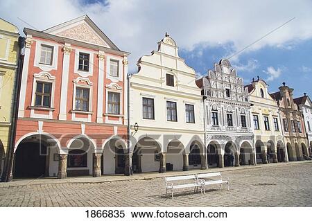 Telc, Czech Republic; Decorative Houses In Telc Town Square View Large Photo Image Stock Photography - Telc, Czech Republic; Decorative Houses In Telc Town Square. Fotosearch