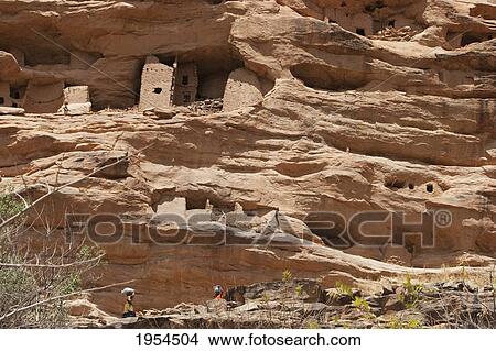Picture - Telem houses set in the Bandiagara Escarpment, Irelli, Mopti, Mali. Fotosearch