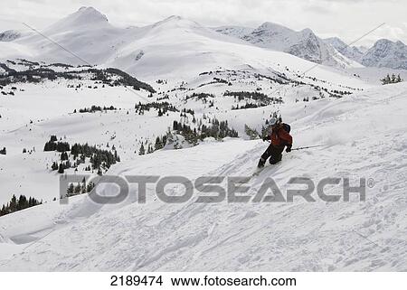 Picture - Telemark Skier At Sunshine Village Ski Resort In The Canadian Rockies, Banff, Alberta, Canada. Fotosearch