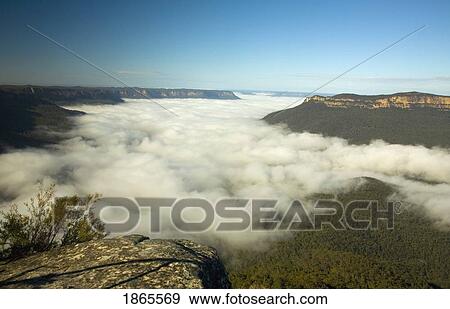 Stock Photo - Temperature Inversion, Blue Mountains, New South Wales, Australia. Fotosearch