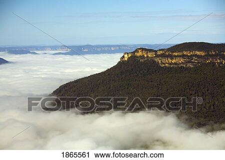 Stock Image - Temperature Inversion In Blue Mountains, Australia. Fotosearch