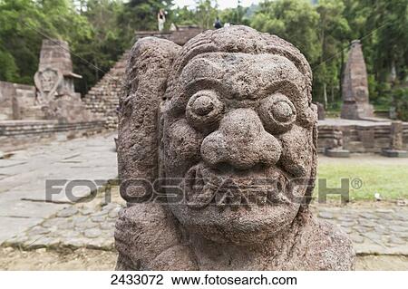 Stock Image - Temple guardian at the 15th-century Javanese-Hindu temple, Candi Sukuh, Central Java, Indonesia. Fotosearch