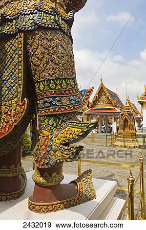 Temple Guardian at Wat Phra Kaeo temple, Grand Palace; Bangkok, Thailand View Large Photo Image Stock Photo - Temple Guardian at Wat Phra Kaeo temple, Grand Palace; Bangkok, Thailand. Fotosearch