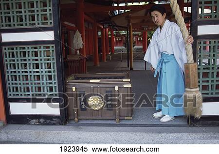 Temple Keeper At A Shinto Shrine View Large Photo Image Stock Photography - Temple Keeper At A Shinto Shrine. Fotosearch
