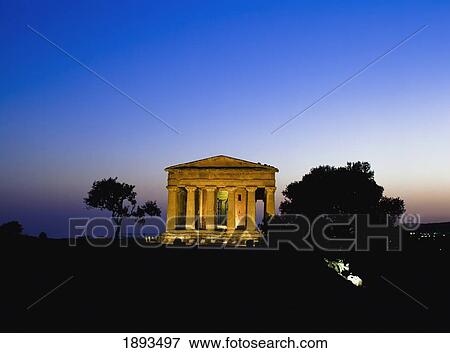 Stock Photo - Temple Of Concord At Dusk. Fotosearch