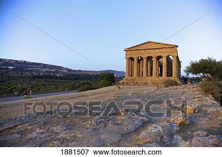 Stock Photo - Temple Of Concordia In The Valley Of The Temples; Agrigento, Sicily, Italy. Fotosearch
