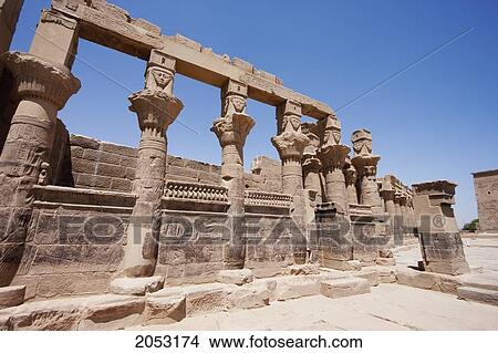 Temple Of Hathor, Island Of Philae, Aswan, Egypt View Large Photo Image Picture - Temple Of Hathor, Island Of Philae, Aswan, Egypt. Fotosearch