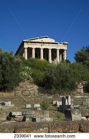 Stock Image - Temple Of Hephaestus In Ancient Agora Of Athens; Athens, Greece. Fotosearch