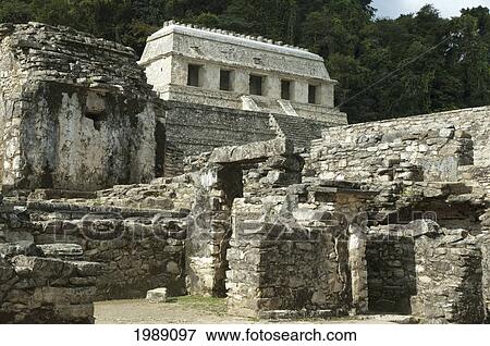 Stock Photo - Temple Of The Inscriptions As Seen From The Palace, Palenque, Chiapas, Mexico. Fotosearch