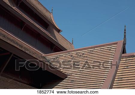 Temple Roof, Thailand View Large Photo Image Picture - Temple Roof, Thailand. Fotosearch