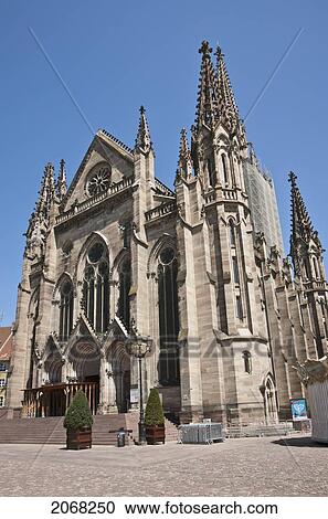 Temple Saint-Etienne On Place De La Reunion; Mulhouse Haut-Rhin France View Large Photo Image Stock Image - Temple Saint-Etienne On Place De La Reunion; Mulhouse Haut-Rhin France. Fotosearch