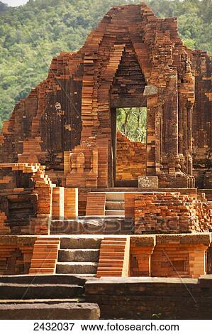 Temple under restoration at My Son, the remains of the kingdom of Champa, now a UNESCO World Heritage site, near Hoi An; Vietnam View Large Photo Image Stock Photo - Temple under restoration at My Son, the remains of the kingdom of Champa, now a UNESCO World Heritage site, near Hoi An; Vietnam. Fotosearch
