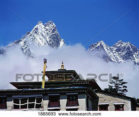 Tengboche Monastery, Khumbi Yul Lha Peak, Sagarmatha National Park View Large Photo Image Stock Image - Tengboche Monastery, Khumbi Yul Lha Peak, Sagarmatha National Park. Fotosearch