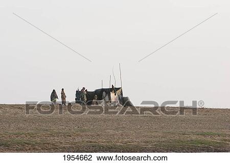 Stock Image - Tent along the shores of the Niger River between Niafunke and Kabara, Mali. Fotosearch