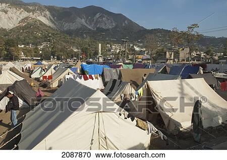 Stock Image - Tents In A Relief Camp After The 8 October 2005 Earthquake, Muzaffarabad, Azad Kashmir, Pakistan. Fotosearch