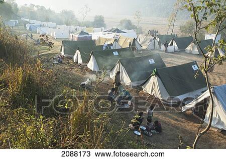 Stock Image - Tents In A Relief Camp After The 8 October 2005 Earthquake, Bagh, Azad Kashmir, Pakistan. Fotosearch