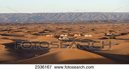 Stock Photo - Tents In The Erg Chegaga Dunes; Morocco. Fotosearch
