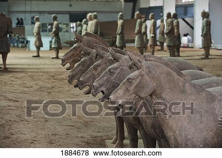 Stock Photo - Terracotta Horses And Warriors; Xian, Shaanxi, China. Fotosearch