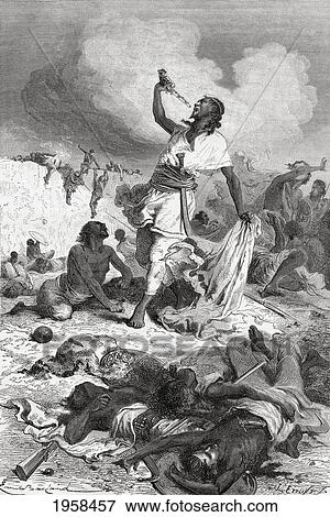 Stock Photo - Tewodros Ii Committing Suicide. Tewodros Ii, Baptized Theodore Ii C. 1818 To 1868. Emperor Of Ethiopia. From El Mundo En La Mano Published 1875.. Fotosearch