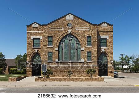 Stock Image - Texas Historical Commission, First Methodist Church Of Tulia, Texas, Usa. Fotosearch