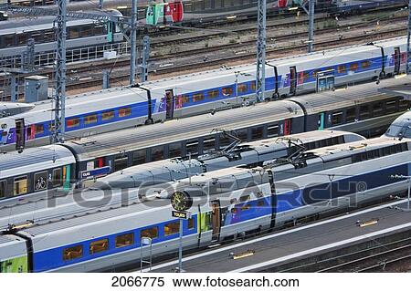 Tgv Trains In The Railway Station, Tours, France View Large Photo Image Stock Photography - Tgv Trains In The Railway Station, Tours, France. Fotosearch