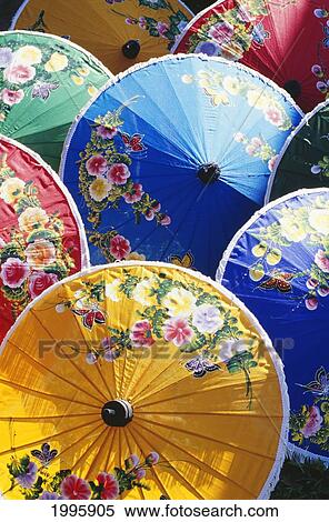 Thailand, Ayutthaya, Bang Sai Folk Arts And Crafts Village, Hand Painted Umbrellas, Variety Of Colors View Large Photo Image Stock Photography - Thailand, Ayutthaya, Bang Sai Folk Arts And Crafts Village, Hand Painted Umbrellas, Variety Of Colors. Fotosearch