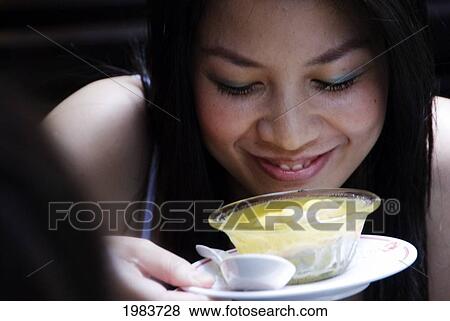 Thailand, Bangkok, Thai Woman With Dessert. View Large Photo Image Stock Photo - Thailand, Bangkok, Thai Woman With Dessert.. Fotosearch