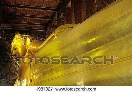 Thailand, Bangkok, Wat Po, Reclining Buddha, View Of Gold Statue From Feet View Large Photo Image Stock Photo - Thailand, Bangkok, Wat Po, Reclining Buddha, View Of Gold Statue From Feet. Fotosearch