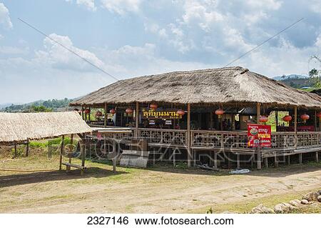 Thailand, Chiang Mai, Building with thatched roof in Chinese village; Shandicun View Large Photo Image Stock Photograph - Thailand, Chiang Mai, Building with thatched roof in Chinese village; Shandicun. Fotosearch