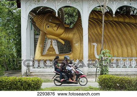 Thailand, Kanchanaburi, Sangkhlaburi, Reclining Buddha; Wat Somdet View Large Photo Image Stock Photograph - Thailand, Kanchanaburi, Sangkhlaburi, Reclining Buddha; Wat Somdet. Fotosearch