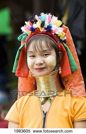 Stock Photography - Thailand, Mae Hong Son Province, Ban Huai Sua Tao, Longneck Karen Hilltribe Village, Mawey A Karen Villager.. Fotosearch